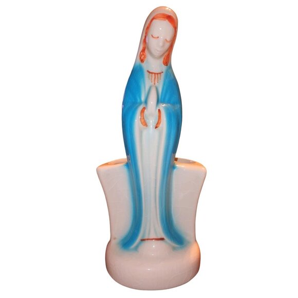 Vintage Ceramic Virgin Mary Planter Figurine - Picture 1 of 10